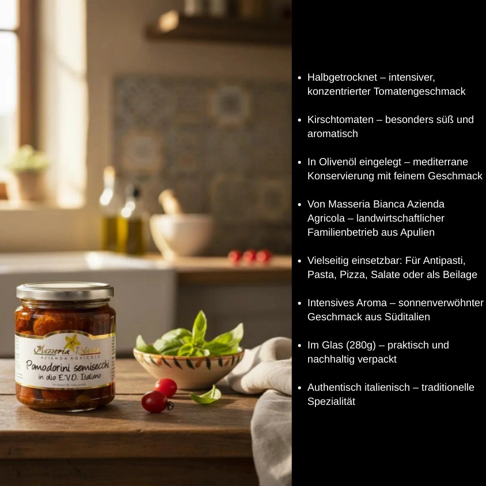 Halbgetrocknete Kirschtomaten in Olivenöl im Glas 280g