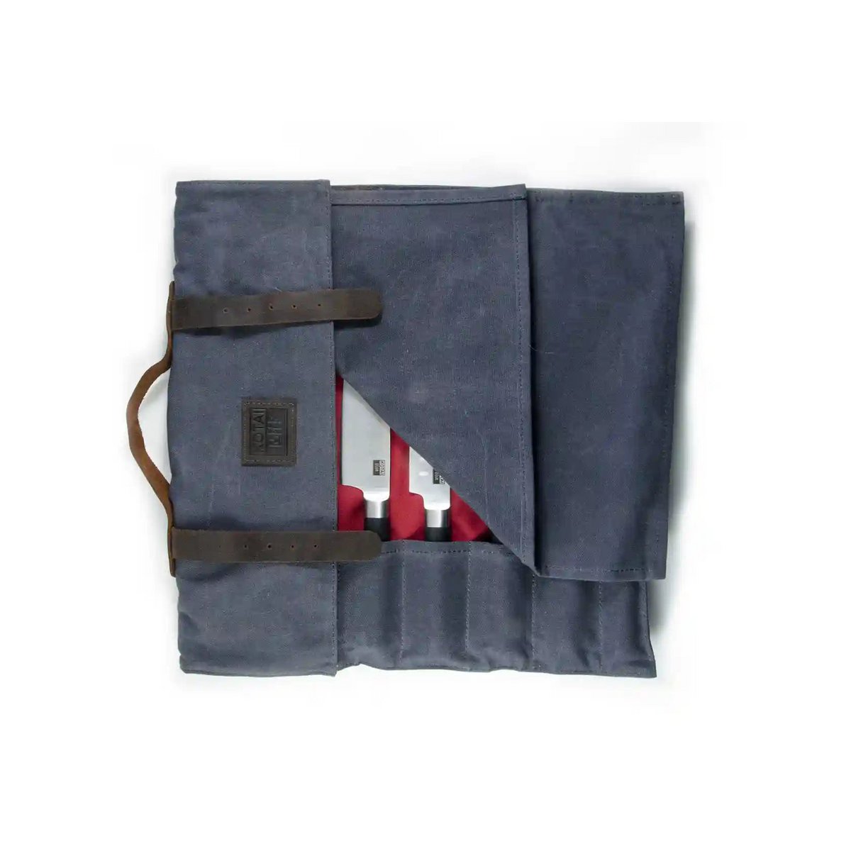 Küchenzubehör – KOTAI Messer Rolltasche – Top-Grain-Leder und gewachstes Segeltuch (kann 8 Messer + Zubehör aufnehmen)