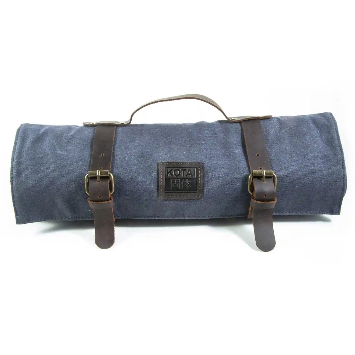 Küchenzubehör – KOTAI Messer Rolltasche – Top-Grain-Leder und gewachstes Segeltuch (kann 8 Messer + Zubehör aufnehmen)