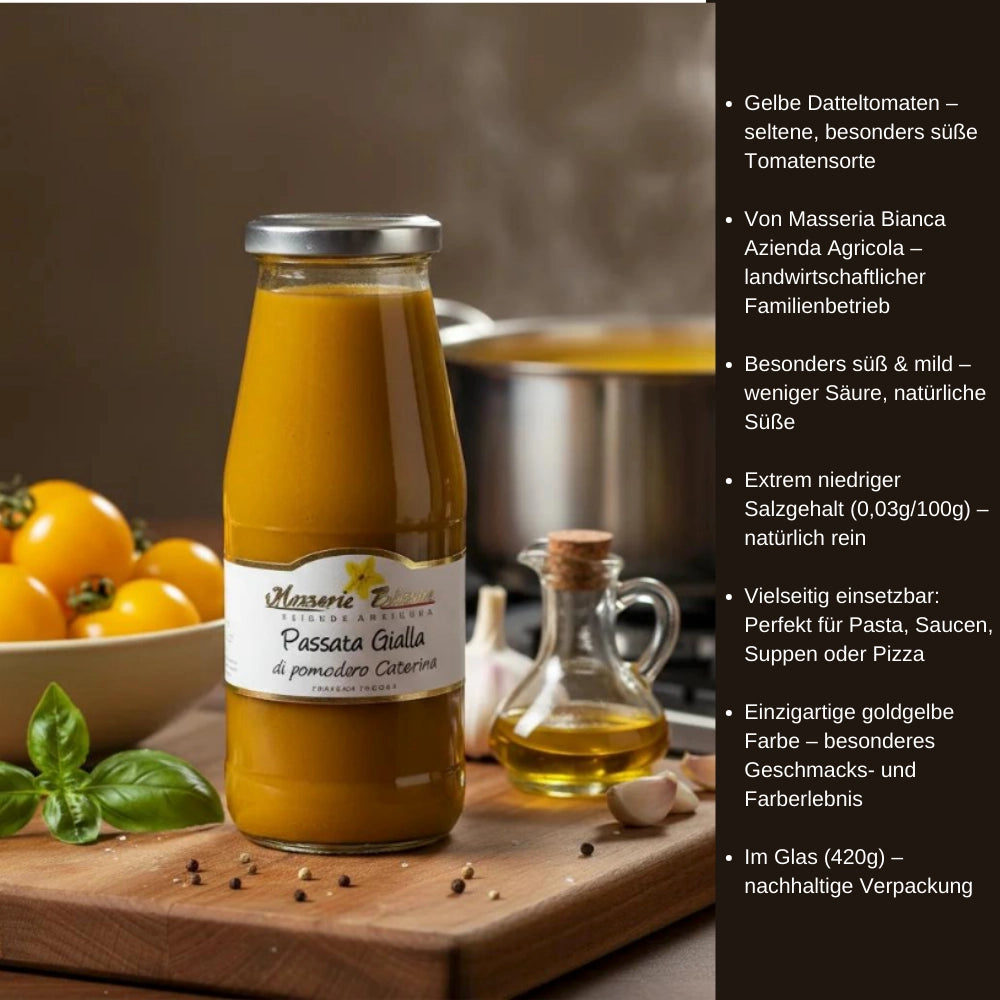 Passata aus Gelben Datteln Tomaten im Glas 420g