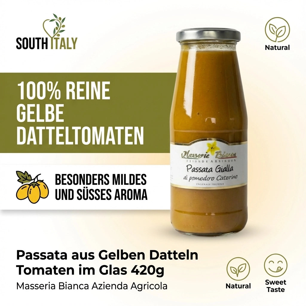 Passata aus Gelben Datteln Tomaten im Glas 420g
