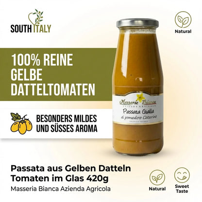 Passata aus Gelben Datteln Tomaten im Glas 420g