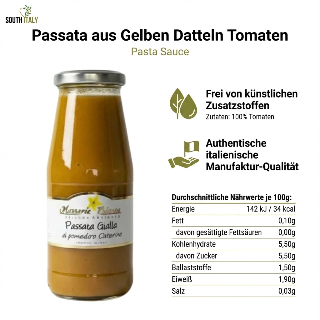 Passata aus Gelben Datteln Tomaten im Glas 420g