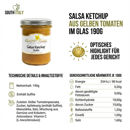 Salsa Ketchup aus Gelben Tomaten im Glas 190g