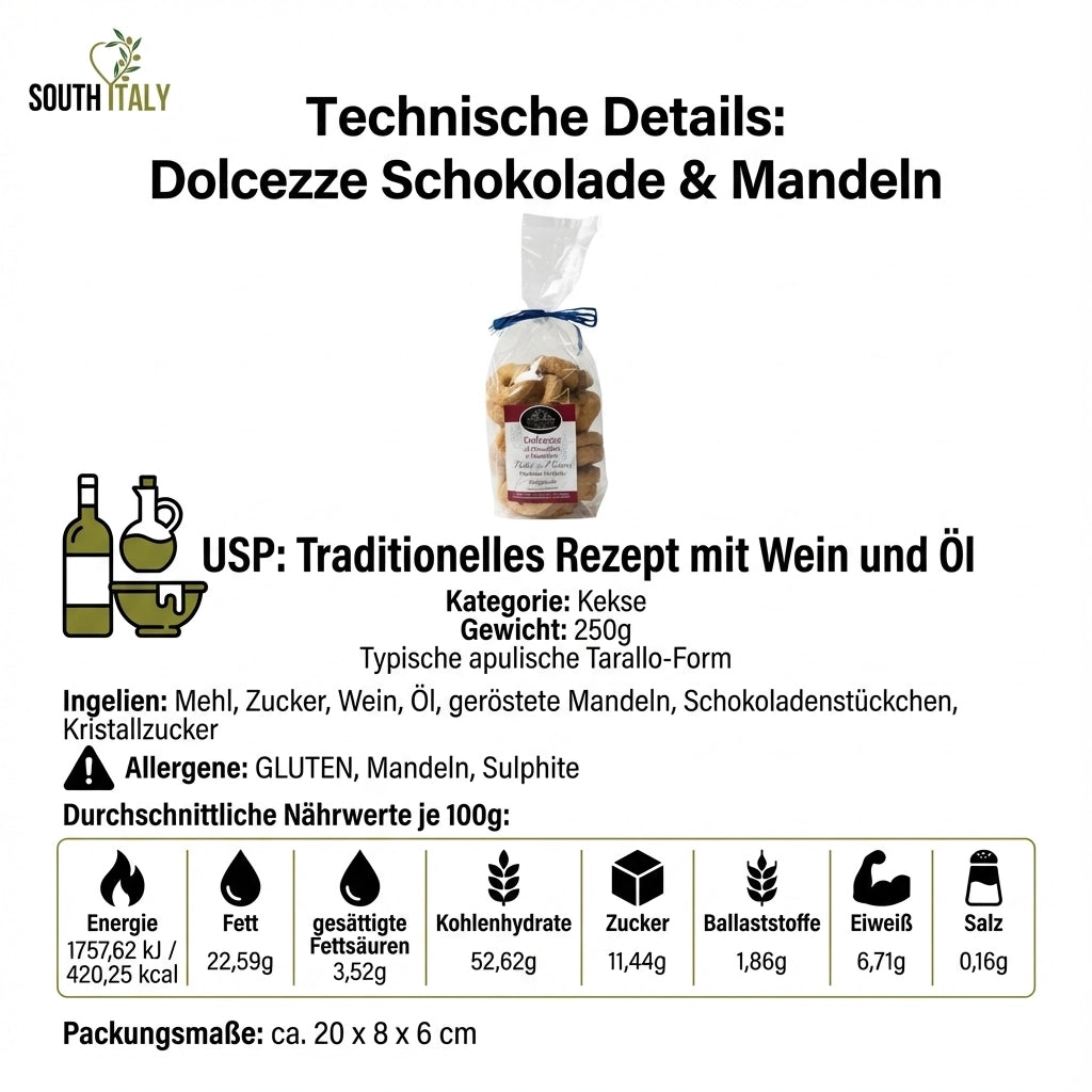 Dolcezze Schokolade und Mandeln 250g