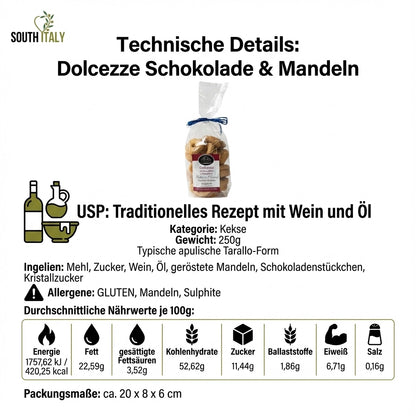Dolcezze Schokolade und Mandeln 250g