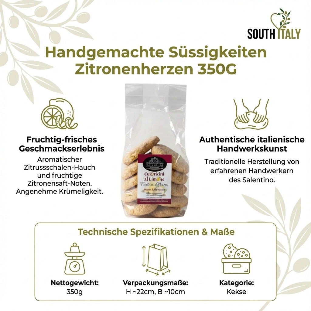 Handgemachte Süssigkeiten Zitronenherzen 350G