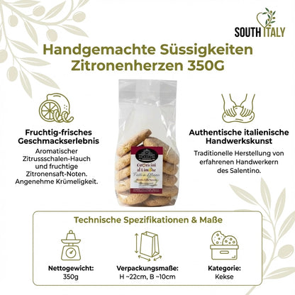 Handgemachte Süssigkeiten Zitronenherzen 350G