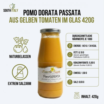 Pomo Dorata Passata aus Gelben Tomaten im Glas 420g