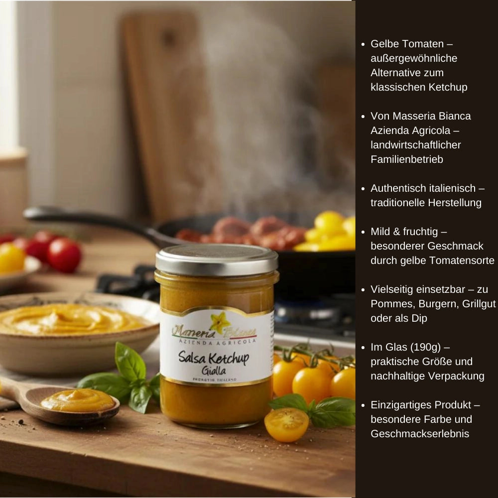 Salsa Ketchup aus Gelben Tomaten im Glas 190g