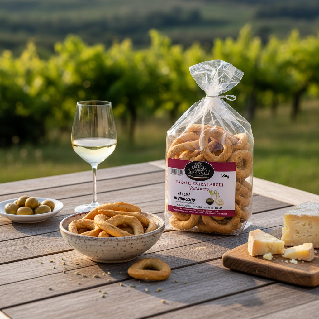 Handgemachte Apulische Taralli mit Fenchelsamen 350g.