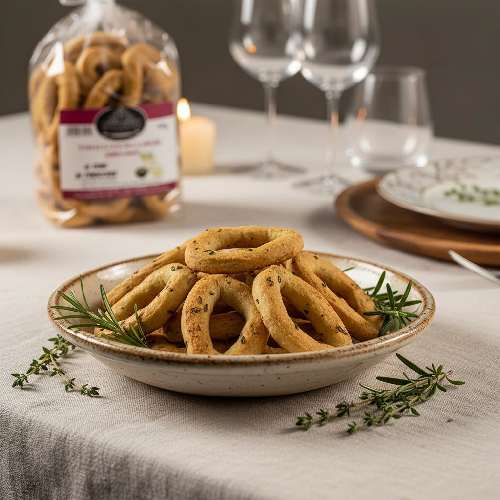 Handgemachte Apulische Taralli mit Fenchelsamen 350g.