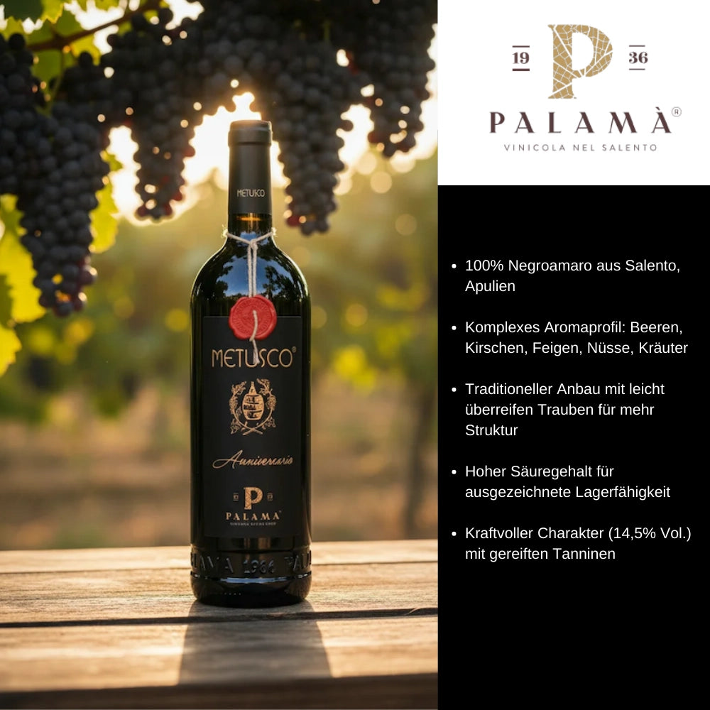 Metiusco Aniversario Salento IGP Negroamaro 2023 0,75l Flasche