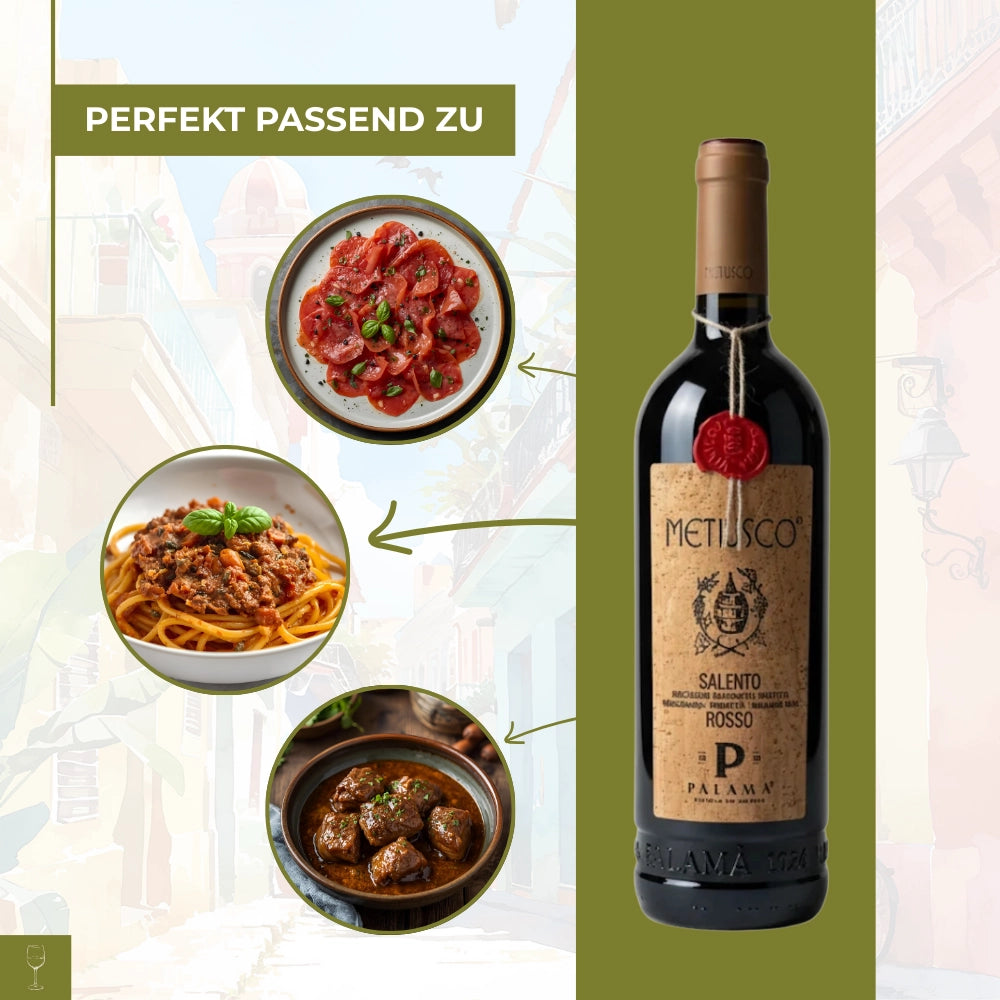 Metiusco Salento IGP Negroamaro Malvasia Primitivo 2024 0,75l Flasche