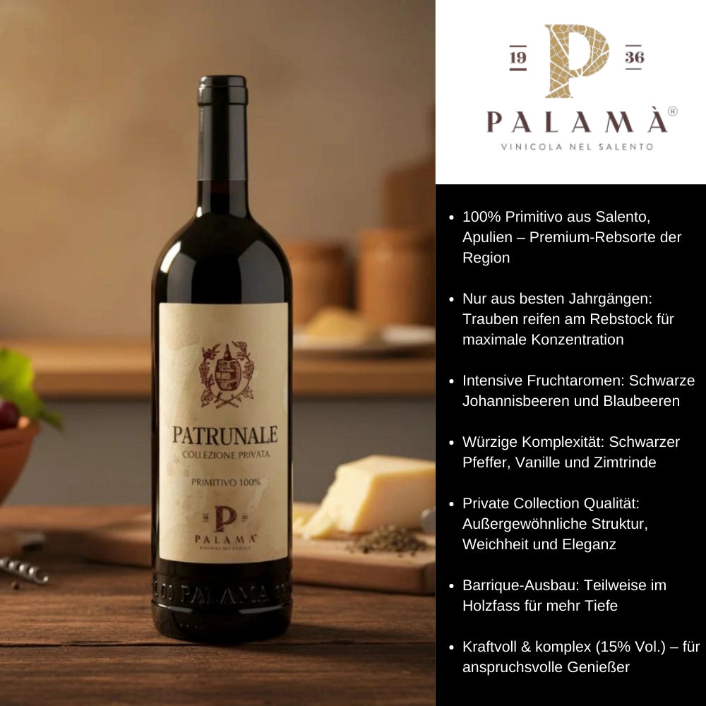 Patrunale Collezione Privata Salento IGP Primitivo 2021 0,75l Flasche