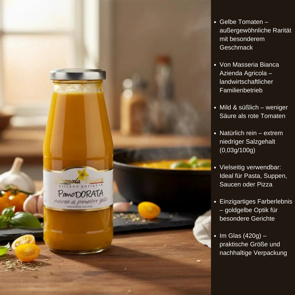 Pomo Dorata Passata aus Gelben Tomaten im Glas 420g
