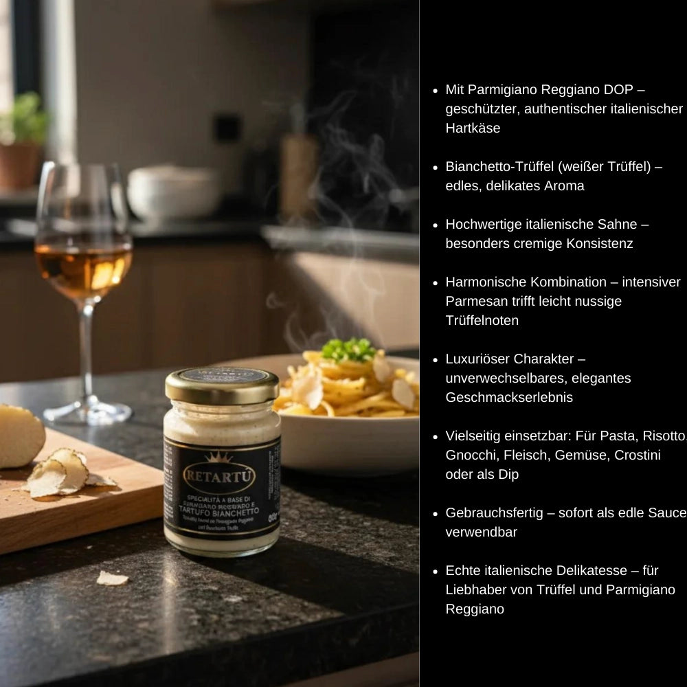 RETARTU Parmigiano-Reggiano-Creme mit Bianchetto-Trüffel im Glas 80g