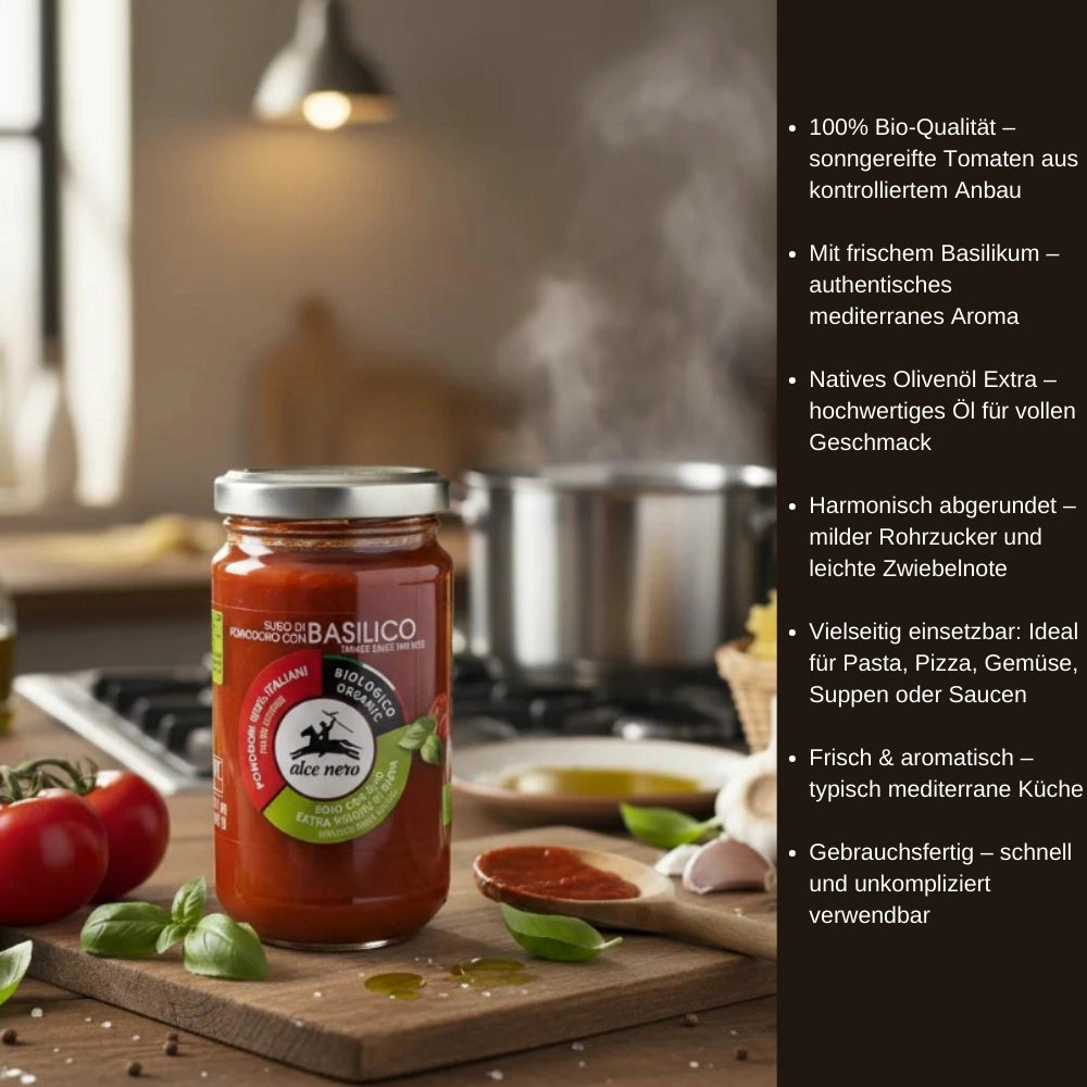 Alce Nero BIO Sugo di Pomodoro con Basilico im Glas 200g